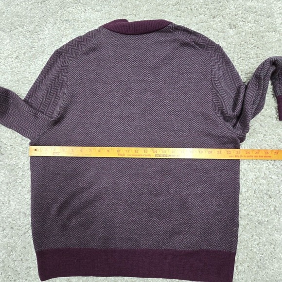 Bonobos Sweater Mens XL Purple Chevron Merino Wool 1/4 Zip Long Sleeve - Picture 10 of 13